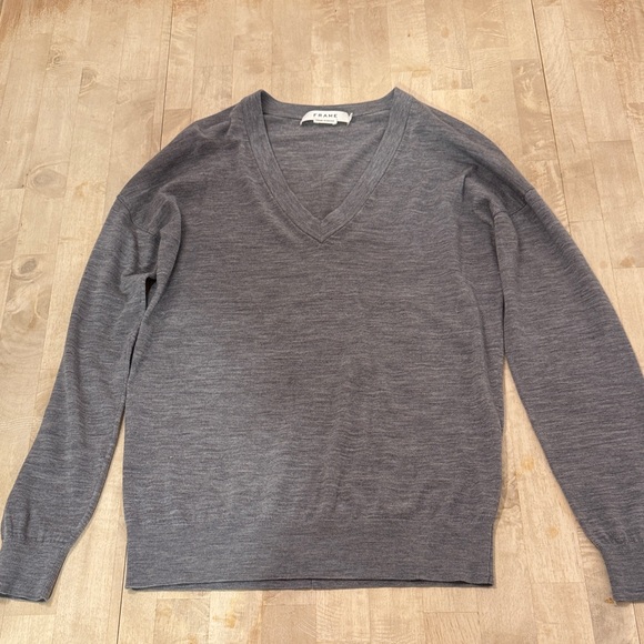 Frame Gray V-Neck Sweater - Picture 1 of 3